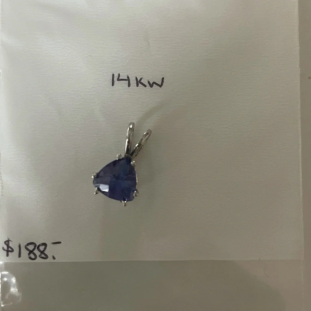 New 14k White Gold Tanzanite Pendant $188